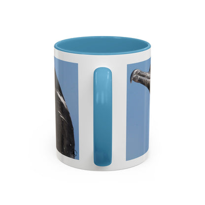 Cormorant Accent Coffee Mug — Blue Bird Portrait Ceramic Tea Cup (11/15oz)