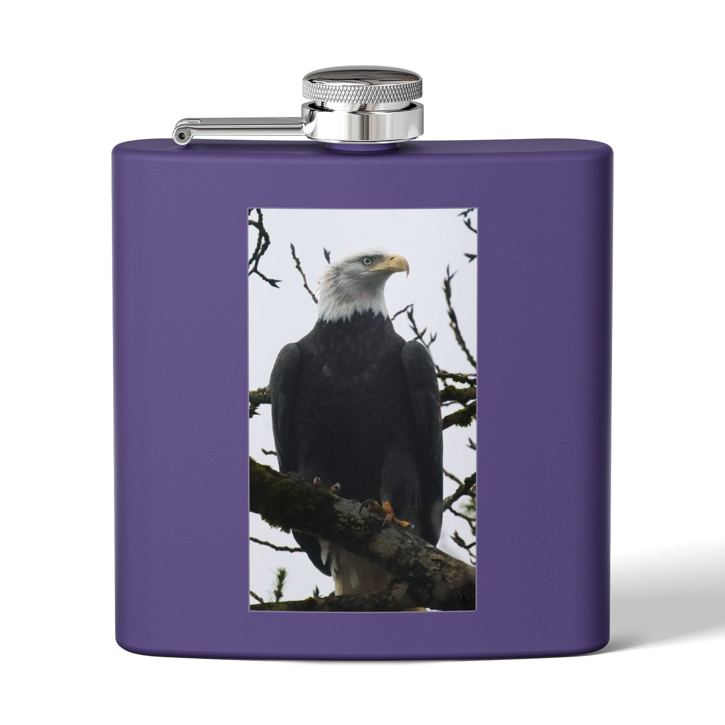 Eagle Photo Flask – 6oz Stainless Steel Hip Flask, Patriotic Wildlife Gift