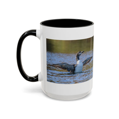 Loons in Flight Accent Coffee Mug — Wildlife Bird Photography Drinkware