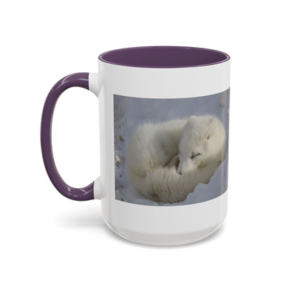 Arctic Fox Photo Accent Coffee Mug – Winter Wildlife Ceramic Mug (11/15oz)