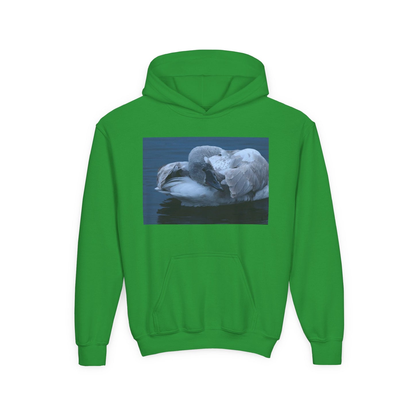 Youth Hoodie with Sleeping Swan Photo — Cozy Wildlife Sweatshirt