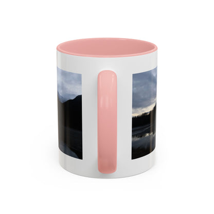 Scenic Mountain Lake Accent Coffee Mug — Moody Sunset Reflection (11oz & 15oz)