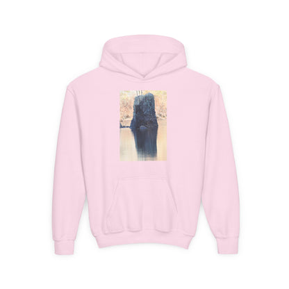 Youth Hoodie with Serene Lake Reflection Photo — Nature-Inspired Kids’ Pullover