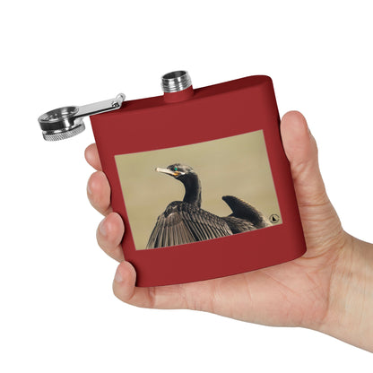 Cormorant Photo Stainless Steel Flask – 6oz Pocket Hip Flask for Birdwatchers & Outdoor Lovers