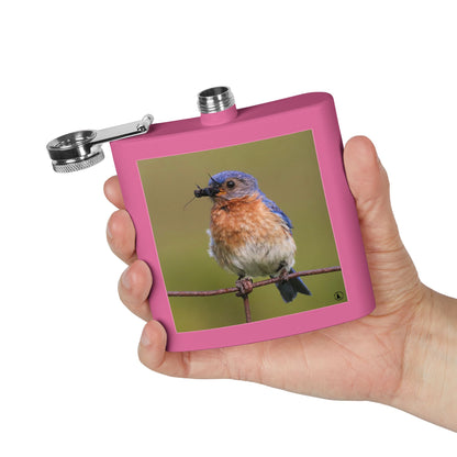 6oz Bluebird Stainless Steel Flask — Nature Photo Pocket Hip Flask