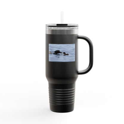 40oz Insulated Travel Mug — Wildlife Sea Otter Photo Design, Outdoor Adventure Tumbler