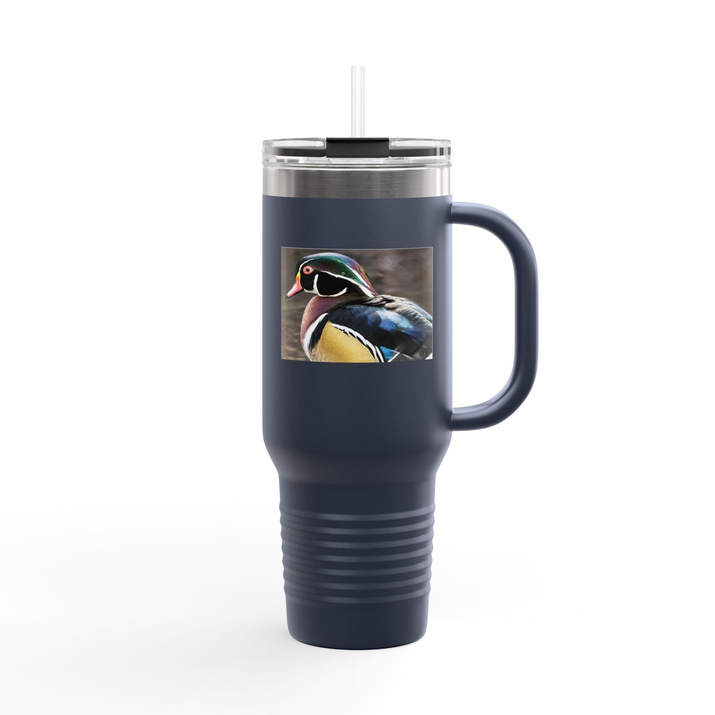 Wood Duck 40oz Insulated Travel Mug — Large Stainless Tumbler with Handle