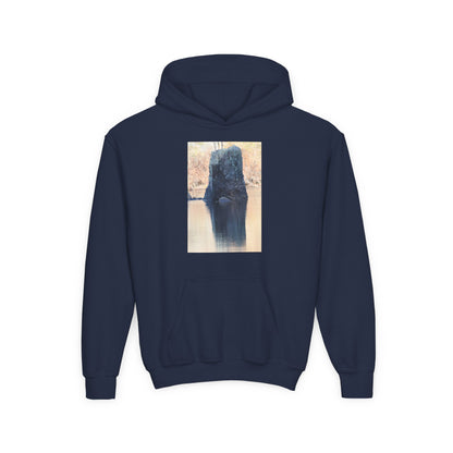 Youth Hoodie with Serene Lake Reflection Photo — Nature-Inspired Kids’ Pullover