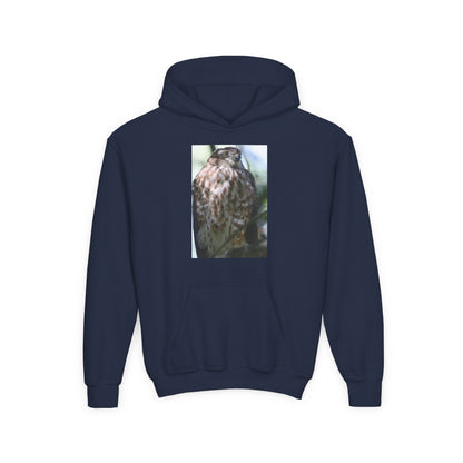 Youth Owl Hoodie – Photoreal Hawk Owl Print Kids' Hooded Sweatshirt