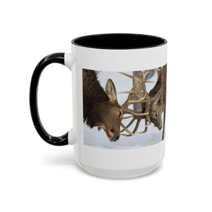 Deer Antler Clash Coffee Mug — Rustic Wildlife Accent Mug (11/15oz)