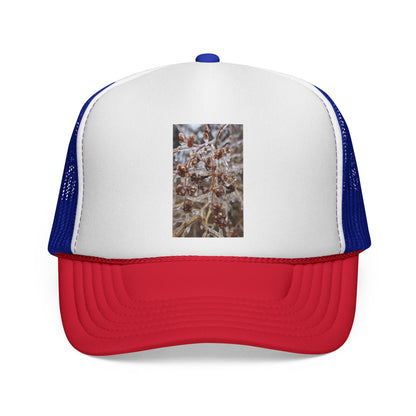 Frosted Grass Trucker Cap – Winter Nature Photo Mesh Hat