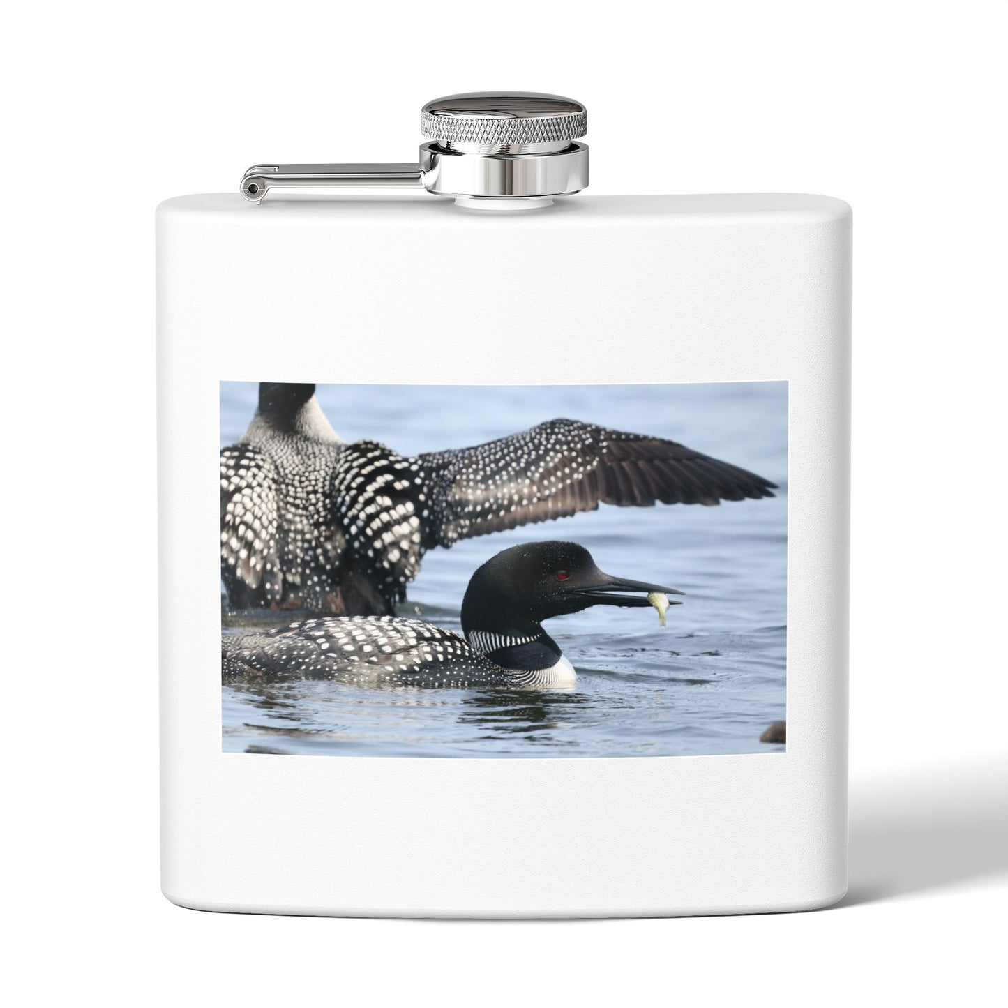 Loon Photo Stainless Steel Flask — 6oz Wildlife Drinking Hip Flask, Nature Lover Gift