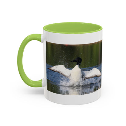 Loons Taking Off Accent Coffee Mug — Wildlife Nature Bird Lover Gift