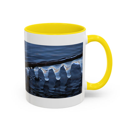 Blue Icicle Wave Accent Coffee Mug — Winter Water Photography 11/15oz