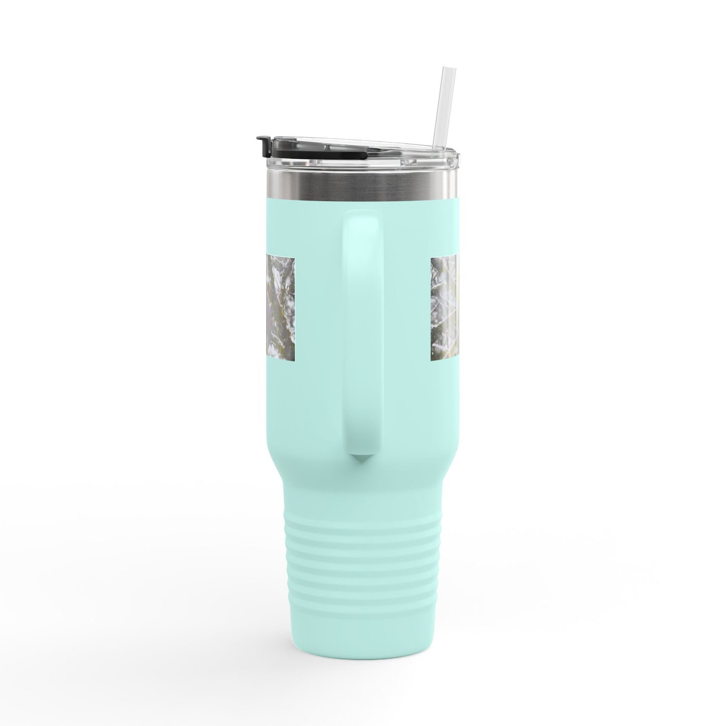 40oz Insulated Travel Mug with Snowy Owl Photo — Cold-Weather Wildlife Tumbler