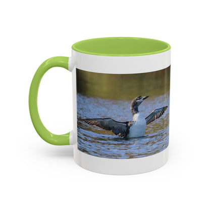 Loons in Flight Accent Coffee Mug — Wildlife Bird Photography Drinkware