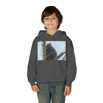 Youth Hoodie with Tree-Climbing Porcupine Photo – Cute Wildlife Kids Sweatshirt