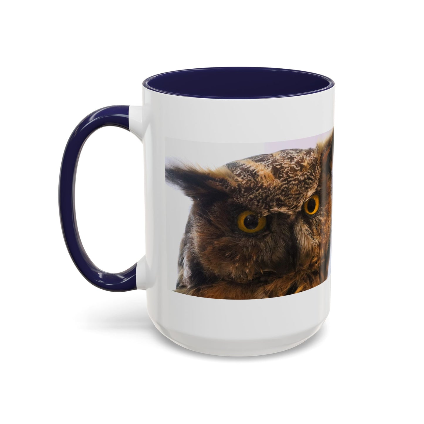 Owl Accent Coffee Mug – Realistic Great Horned Owl Photo (11/15 oz)