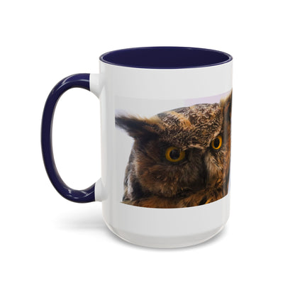 Owl Accent Coffee Mug – Realistic Great Horned Owl Photo (11/15 oz)