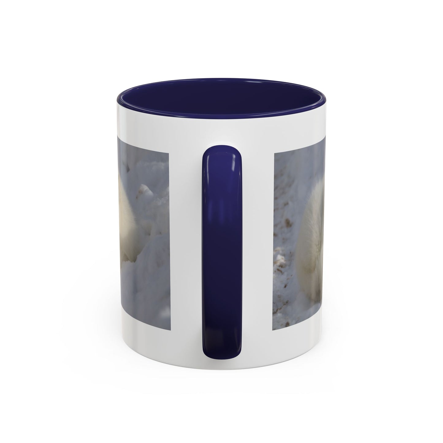 Arctic Fox Photo Accent Coffee Mug – Winter Wildlife Ceramic Mug (11/15oz)