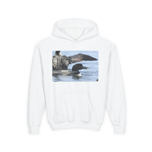 Loon Lake Youth Hoodie — Scenic Common Loon Wildlife Photo