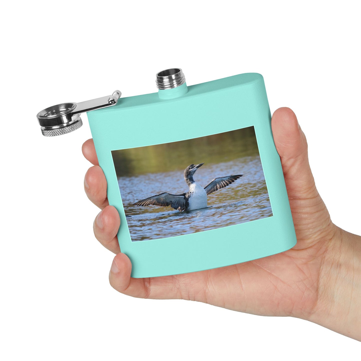 6oz Stainless Steel Flask with Diving Loon Photo – Wildlife Outdoors Gift