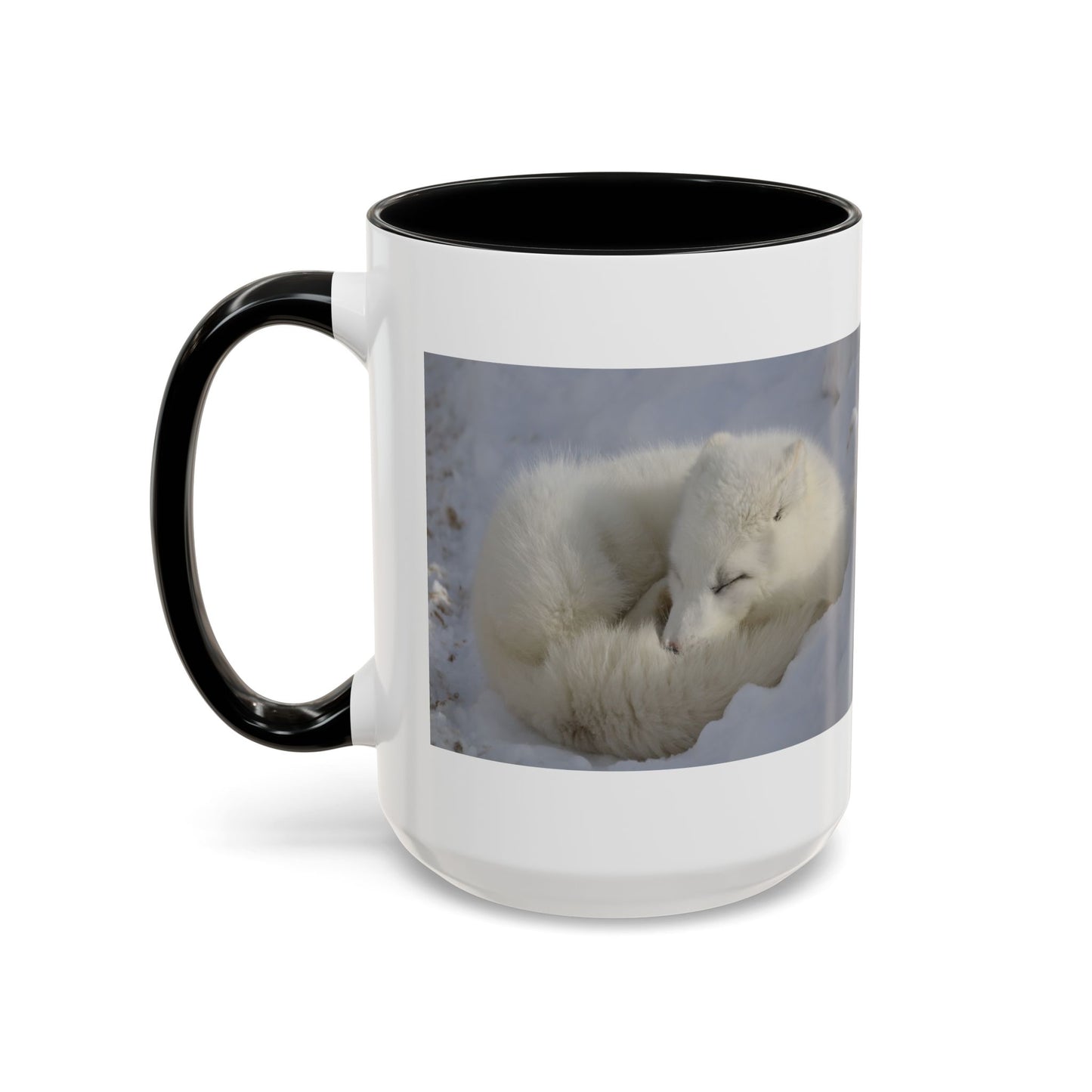 Arctic Fox Photo Accent Coffee Mug – Winter Wildlife Ceramic Mug (11/15oz)