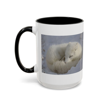 Arctic Fox Photo Accent Coffee Mug – Winter Wildlife Ceramic Mug (11/15oz)