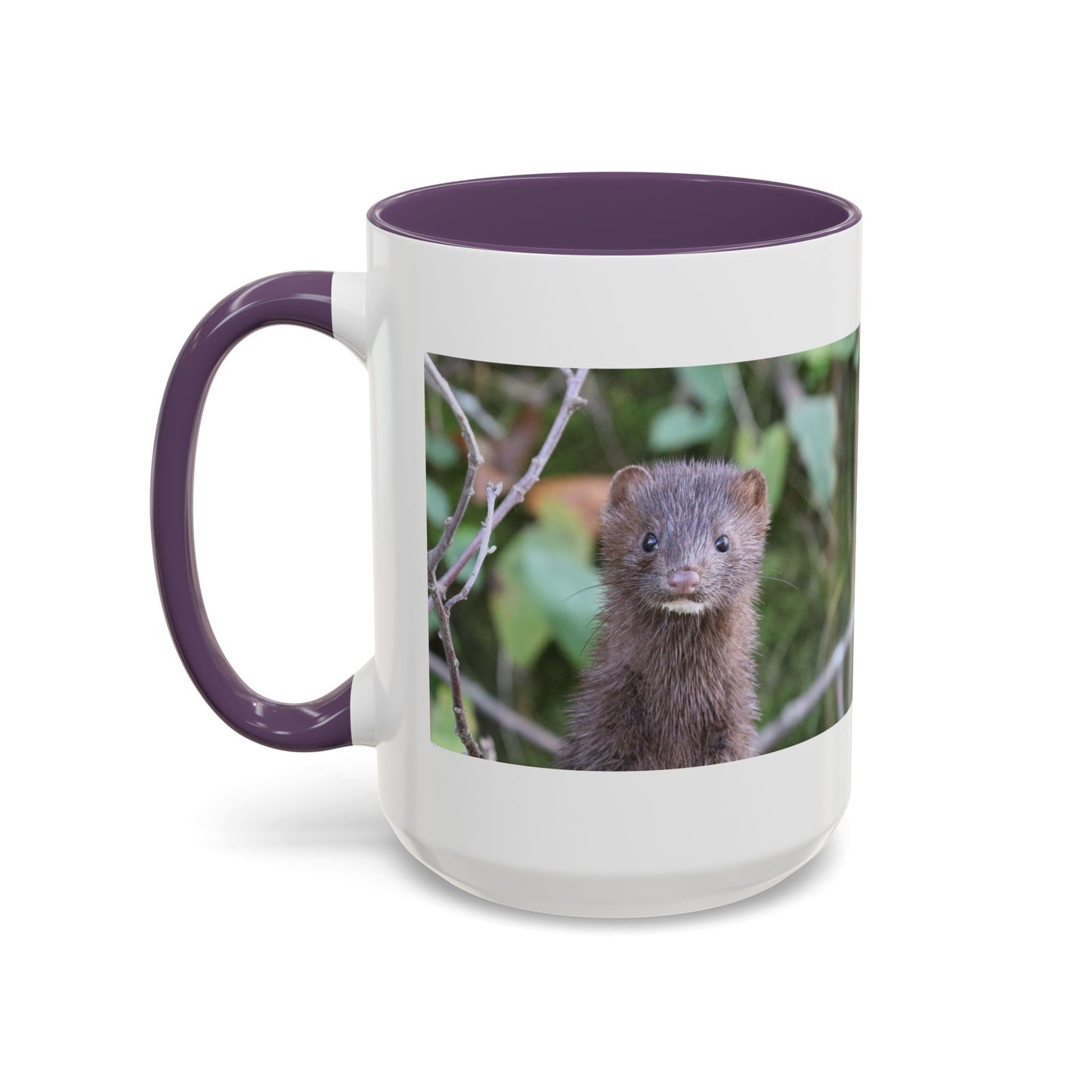 Cute Mink Photo Accent Mug – Wildlife Photography Coffee Cup (11/15 oz)