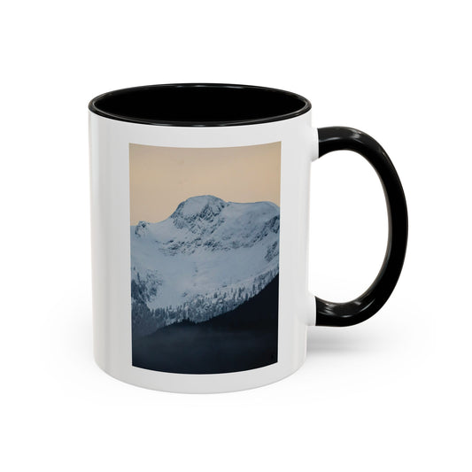 Mountain Sunrise Accent Coffee Mug — Scenic Snow Peak Photo (11/15oz)