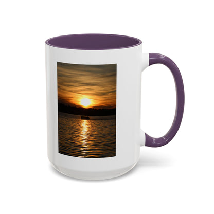 Sunset Lake Photo Accent Coffee Mug — Golden Sunset Reflection (11/15oz)