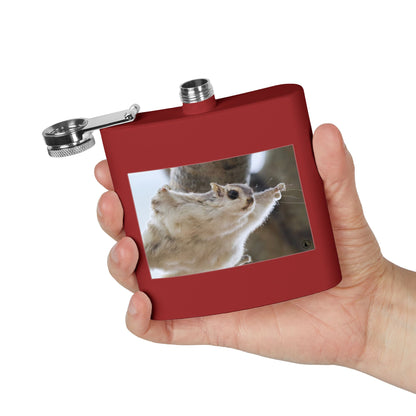 Squirrel Stretch Photo Flask — 6oz Stainless Steel Pocket Flask