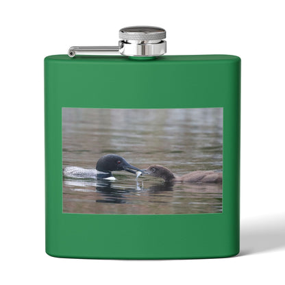 6oz Stainless Steel Flask — Duck Pair Wildlife Photo Hip Flask (Nature Lover Gift)