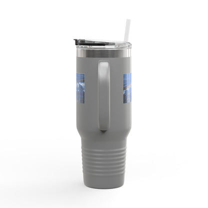 40oz Insulated Travel Mug — Ocean Wave Ice Photo Design, Large Stainless Steel Tumbler