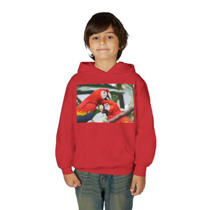 Youth Parrot Hoodie – Colorful Scarlet Macaw Kids Pullover