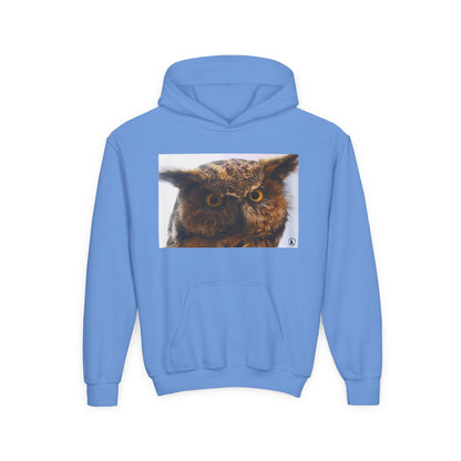 Youth Hoodie with Realistic Owl Art — Cute Kids Animal Pullover
