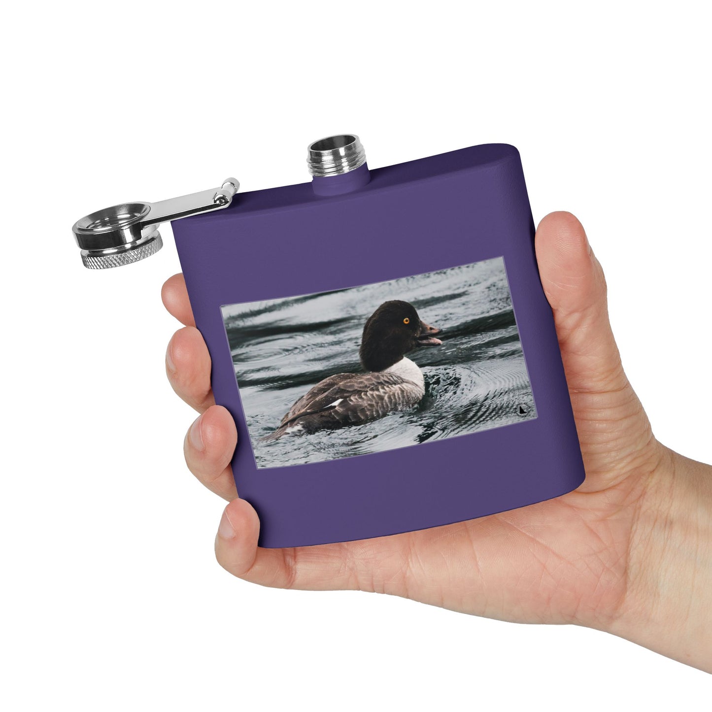 Goldeneye Duck Photo Stainless Steel Flask — 6oz Travel Hip Flask