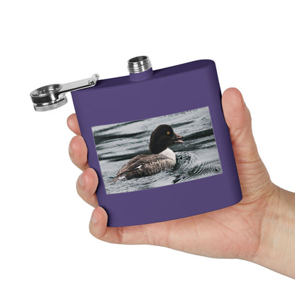 Goldeneye Duck Photo Stainless Steel Flask — 6oz Travel Hip Flask