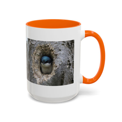 Bluebird in Tree Cavity Accent Coffee Mug — Nature Wildlife Ceramic Mug (11/15oz)