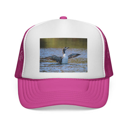 Loon Photo Trucker Cap — Vintage Wildlife Birdwatching Hat