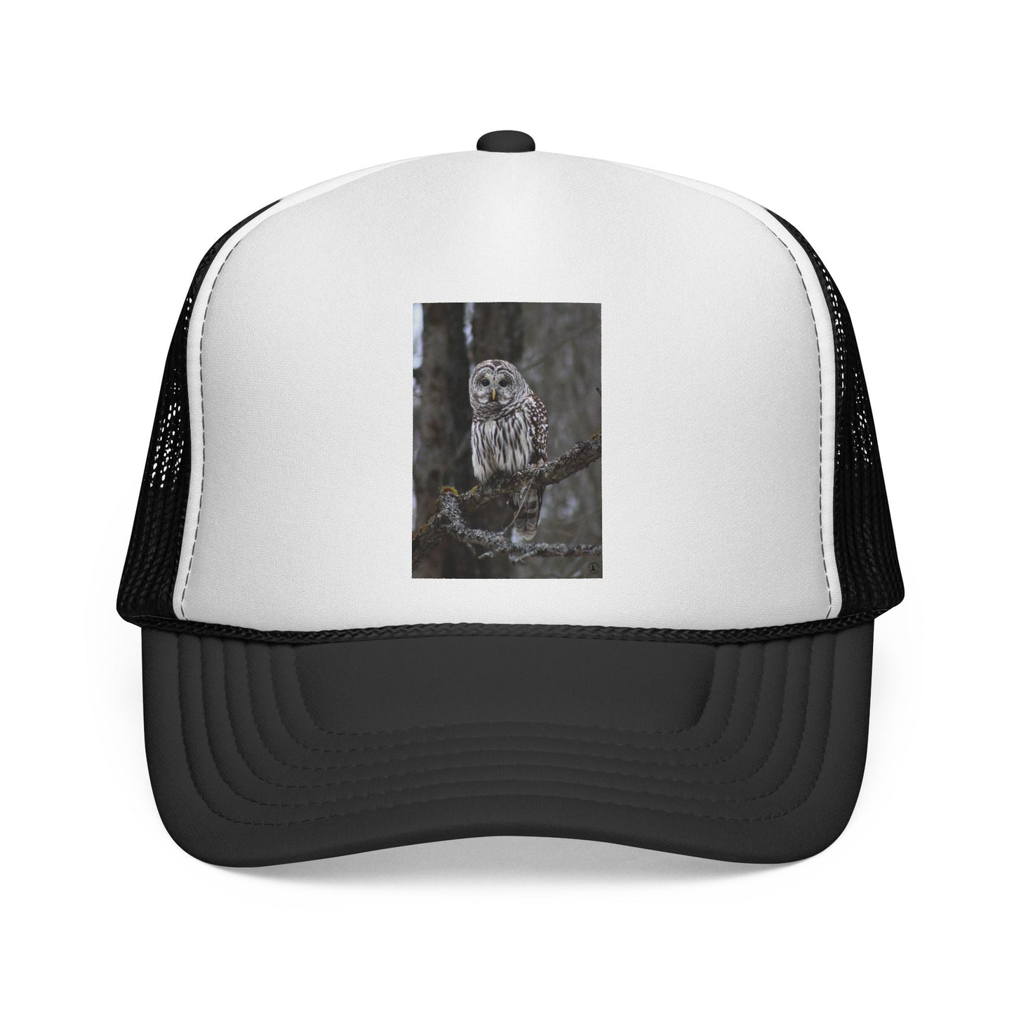 Owl Photo Trucker Cap — Rustic Forest Wildlife Hat