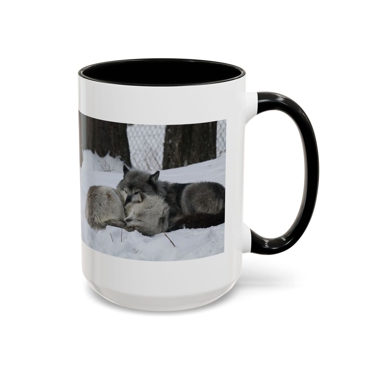Wolf Pair Accent Coffee Mug – Winter Wildlife Photo Mug (11/15 oz)
