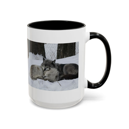 Wolf Pair Accent Coffee Mug – Winter Wildlife Photo Mug (11/15 oz)