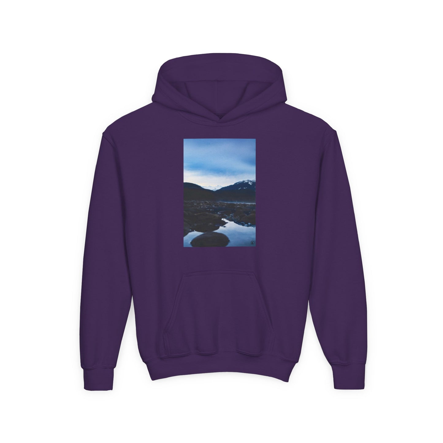 Youth Hoodie with Mountain Lake Photo Print — Nature Landscape Pullover