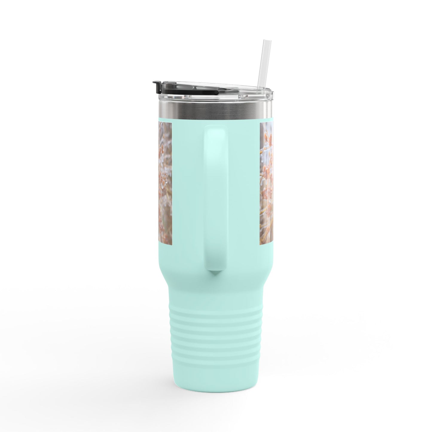 40oz Insulated Travel Mug with Frosted Branch Photo – Large Stainless Steel Tumbler