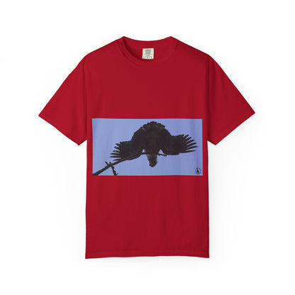Aerial Raven: Black Wing Silhouette, Overhead Flight Perspectivephotography shirts