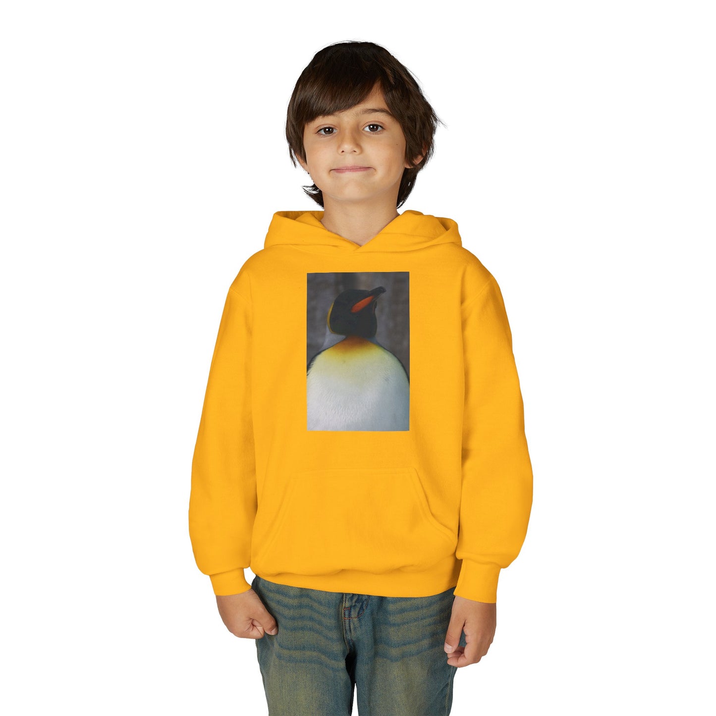 Penguin Art Youth Hoodie — Minimalist Royal Penguin Illustration Sweatshirt