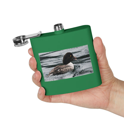 Goldeneye Duck Photo Stainless Steel Flask — 6oz Travel Hip Flask