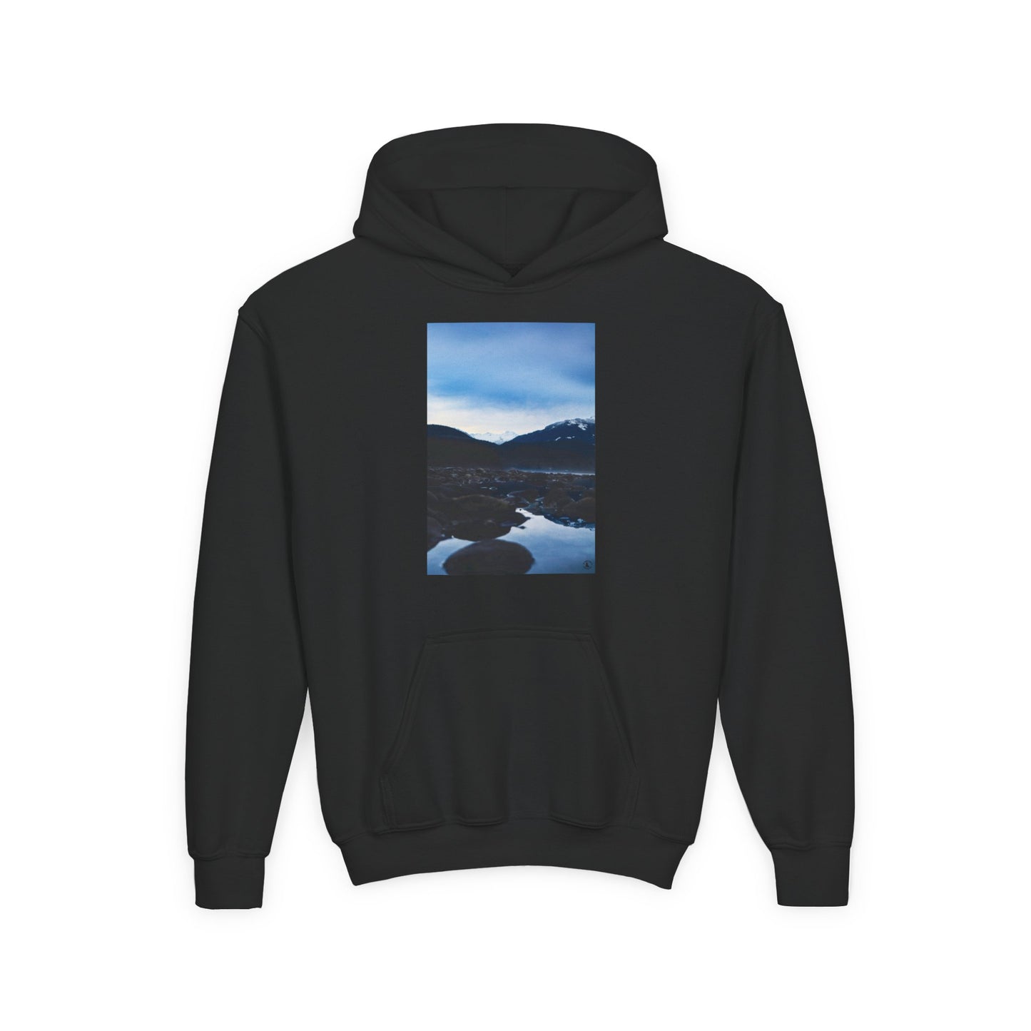 Youth Hoodie with Mountain Lake Photo Print — Nature Landscape Pullover