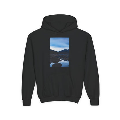 Youth Hoodie with Mountain Lake Photo Print — Nature Landscape Pullover
